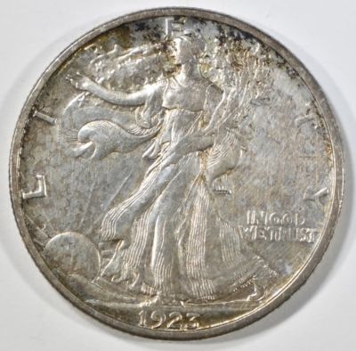 1923-S WALKING LIBERTY HALF DOLLAR AU/BU. CHECK OUT OUR UPCOMING AUCTIONS ESTIMATE $3500 - $4000.