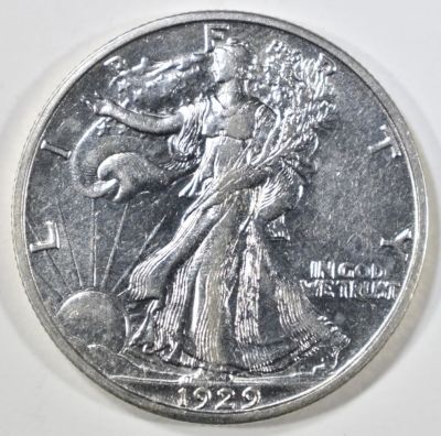 1929-S WALKING LIBERTY HALF DOLLAR CH AU. BID WITH SILVER CITY AUCTIONS ESTIMATE $400 - $450.