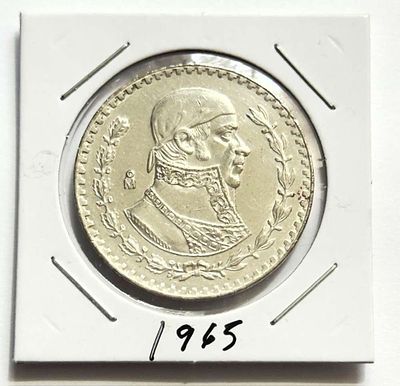 1965 Mexico 1 Peso BU .0514 ozt ASW .100 Silver. Winner shall receive the exact coin shown here. 
