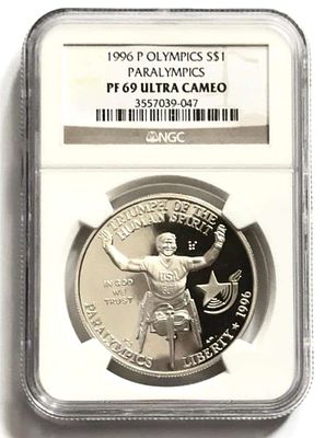 1996 Paralympics Commemorative Silver Dollar NGC PR69 ULTRA CAMEO (SJ/B). Winner shall receive 