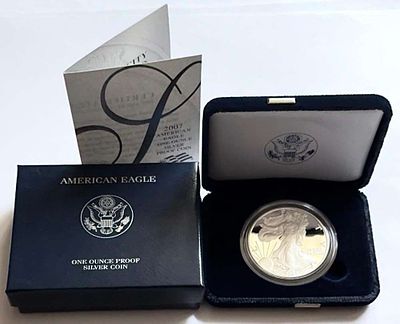 2007(W) U.S. Mint Proof American Silver Eagle -OGP. Winner shall receive the exact coin shown 