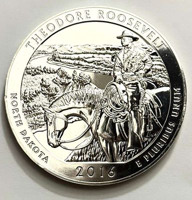 2016 North Dakota Theodore Roosevelt National Park ATB Proof 5 ozt .999 Silver. Winner shall 