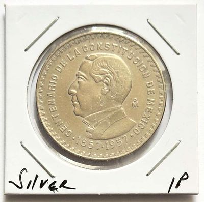 1857-1957 Mexico Constitution 1 Peso BU .0514 ozt ASW .100 Silver. Winner shall receive the 