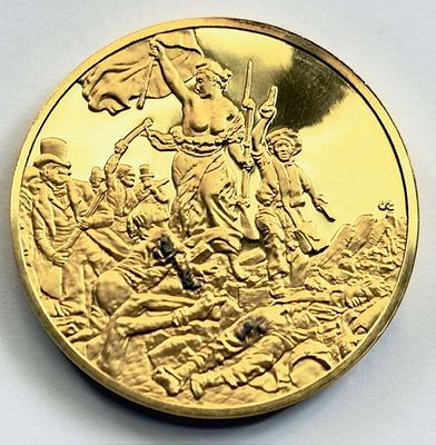 Vintage Franklin Mint "Liberty Leading the People" 24kt Gold/Sterling Silver 2.33 ozt. Winner 