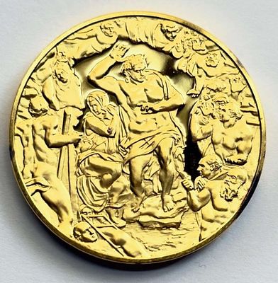 Vintage Franklin Mint "The Last Judgement" 24kt Gold/Sterling Silver 2.32 ozt. Winner shall 
