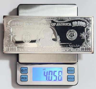 1999 Salmon P. Chase U.S. $10,000 Federal Reserve Note Design 4.058 ozt .999 Silver. Winner 