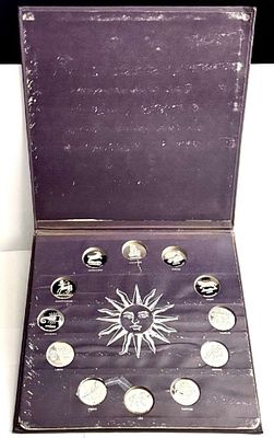Vintage 1970 Danbury Mint Beckton Zodiac APPROX. 10.2 ozt Proof Sterling Silver Collection. Winne 