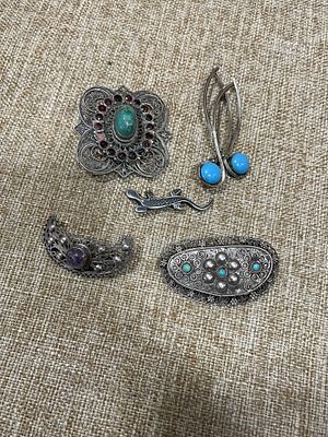 לוט 5 סיכות כסף 925 ישראליות 56 גרם. חסר אבן 1 בסיכה