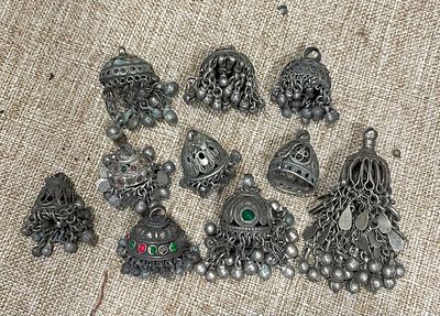 לוט 10 פריטי פיליגרין (כנראה עגילים לכלה) ישנים עשוי כסף נמוך/ מתכת 221 גרם