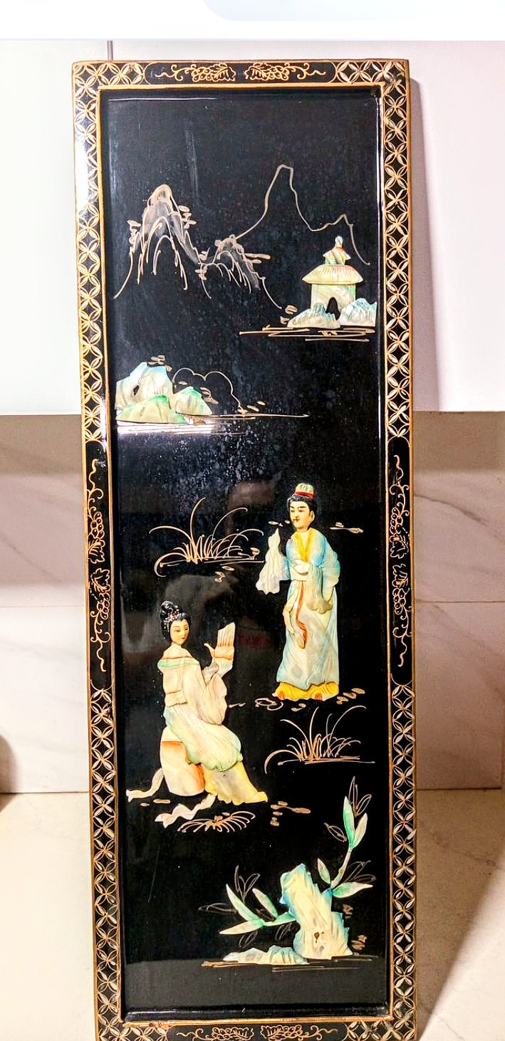 תמונה על עץ עבודת אומן של אם פנינה יפיפיה במצב טוב מאוד . 82 על 31 סמ