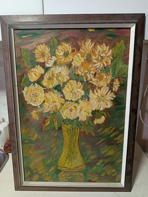 תמונת שמן נוף דומם 
אגרטל עם פרחים תמונה יפה 
גודל התמונה 48 על 67 סמ