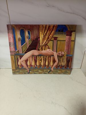 תמונת שמן עירום נשי אומנית חתומה בגב התמונה 
Anna wenske