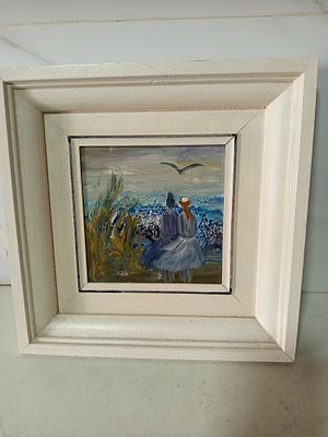 תמונת שומן אומן ישראלי. תמונת שמן אומן ישראלי 
אהובה ? 
תמונת שמן על אריח קרמיקה ממוסגר עץ 
שתי 