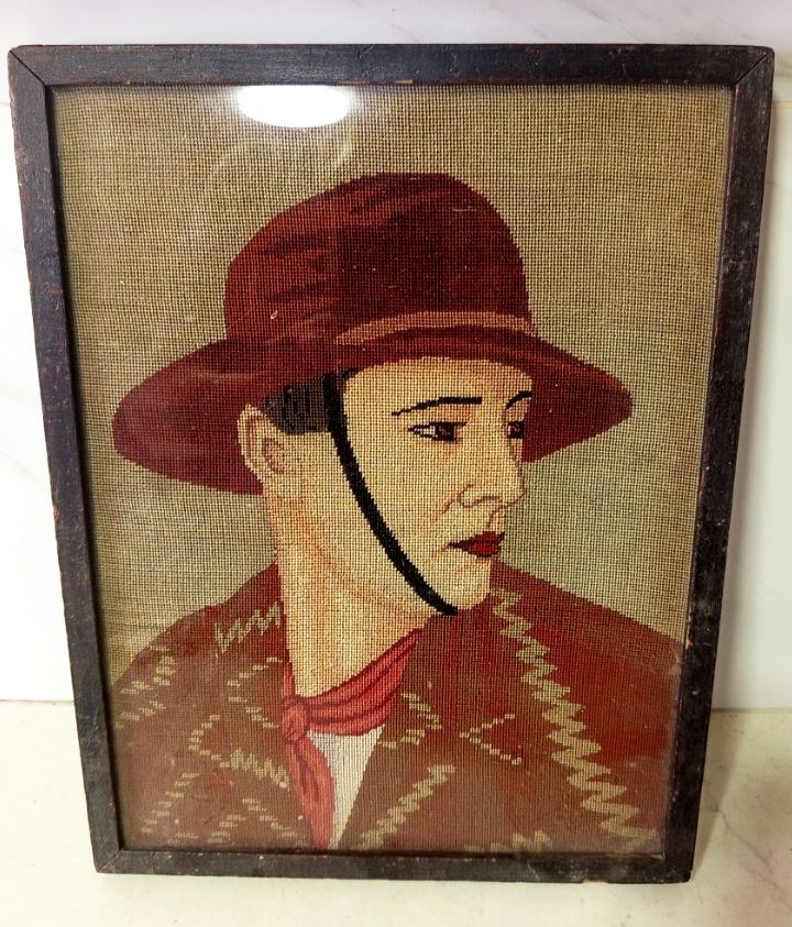 אורך רוחב 26 על 32 סמ. מדובר בתמונת רקמת גובלן (Needlepoint / Canvas Tapestry) וינטג' בעבודת יד 