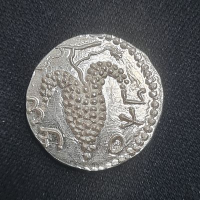 מטבע כסף רפליקה של מטבע עתיק 
משקל כ 3.9 גרם 
כסף 0.900