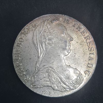 מטבע מכסף, מריה תרזה 
משקל כ 28 גרם 
קוטר כ 4 ס"מ