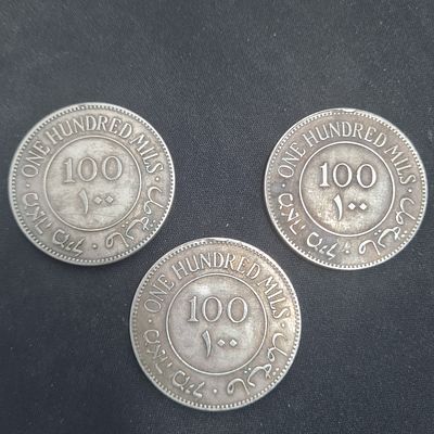 3 מטבעות 100 מיל פלשתינה, נמכרים כרפליקה 
קוטר כ 3.8 ס"מ
