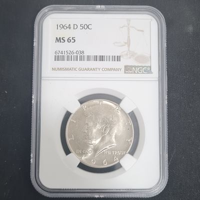 מטבע חצי דולר מכסף 1964 מדורג MS 65