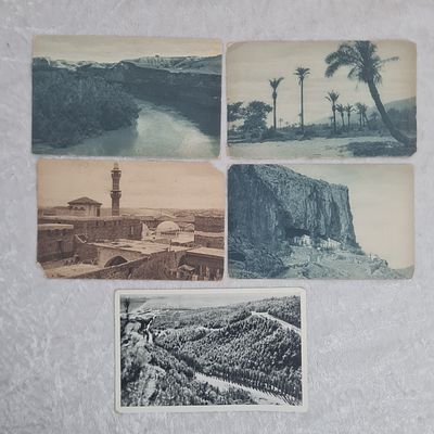 5 גלויות ישנות: 
1.נחל פרת 
2. יפו 
3. הכרמל 
4. הירדן 