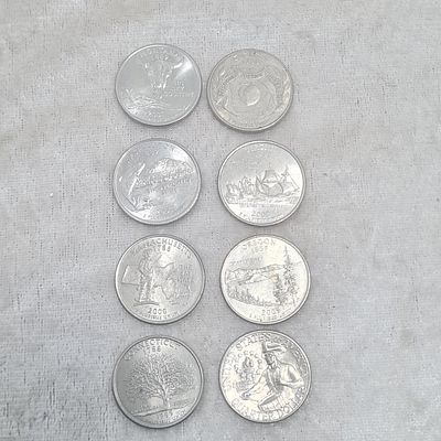 8 מטבעות של רבע דולר אמריקאי מיוחדים