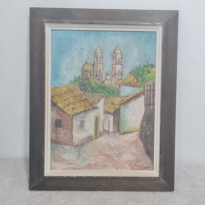 ציור ישן ממוסגר (יתכן שמן) חתום 
אורך 37 ס"מ 
רוחב 30 ס"מ