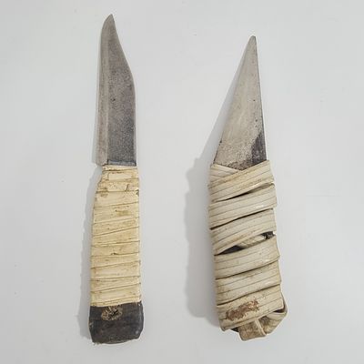 2 סכינים רוסיים וינטג', עבודת יד, אורך כ 23 ס"מ