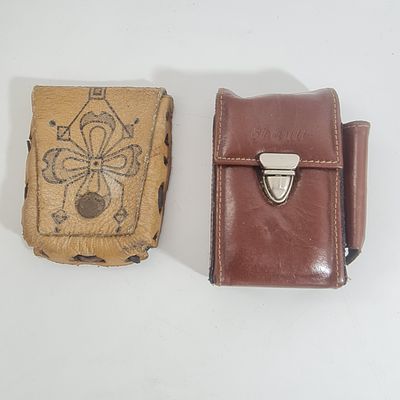 2 נרתיקי עור וינטג' לקופסת סיגריות