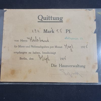 פריט נדיר ומיוחד ! קבלה מגרמניה שנת 1925, ומאחור רשימת קניות למכולת באידיש