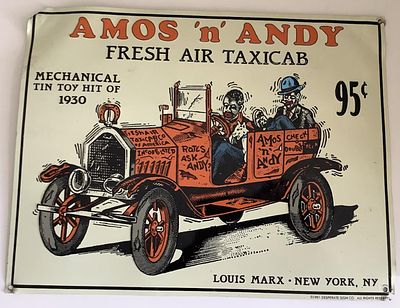 Louis Marx - Louis Marx Amos N Andy Fresh Air TAXICAB Tin Advertising Sing Andy And Amos Tin 