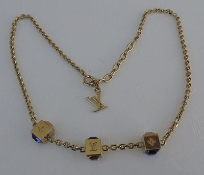 Louis - Louis Vuitton Collier Gamble Gold Purple GL 0171 Necklace with Box Pouch and Booklet. Louis 