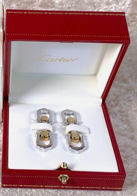 Cartier - Cartier Sterling Silver & Gold C Cufflinks With Orig Box. Cartier Sterling Silver &amp; 