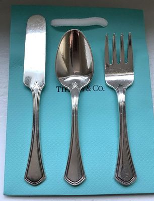 Tiffany & Co Sterling Silver 3pc Baby Flatware Set. Tiffany &amp; Co Sterling Silver 3pc Baby 
