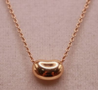 Tiffany & Co. Elsa Peretti Bean 18k Rose Gold Necklace 16 Inch Chain. Tiffany &amp; Co. Elsa 