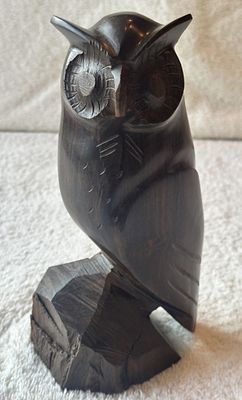Hand Carved Ironwood Owl Figurine Statuette Circa 1980 This exquisite owl at rest showcases the 