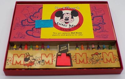 Walt Disney MICKEY MOUSE Club CRAYONS & STENCILS Activity Set UNUSED 1960. Walt Disney MICKEY 