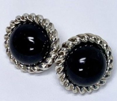 Tiffany & Co Sterling Silver and Black Onyx Earrings. Tiffany &amp; Co Sterling Silver and Black 
