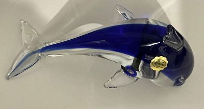 Murano Signed Cystal Glass With Sticker Figurine Made in Italy Measures approx 9 inches accross 