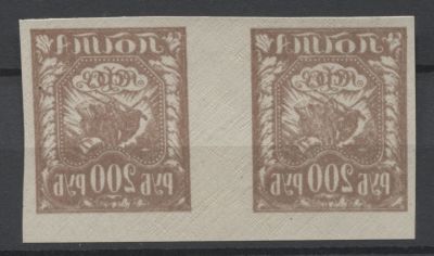РСФСР 1921 г Стандарт 200 руб Гаттер-пара с абкляч Кат min 7000 руб MNH. СК - 9 Тв - КАТАЛОГ 
