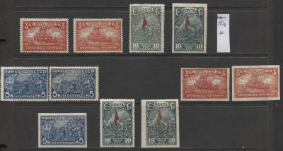 СССР 1930 г Потемкин 2 полн сер + оттенки MNH / MH. СК 260/62, 263/65 - С НАКЛЕЙКОЙ ТОЛЬКО 2 