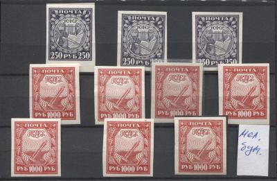 РСФСР 1921 г Стандарт Мелованная бумага Оттенки Сол min 6560 руб MNH. СОЛ 10 Б, 13 Б