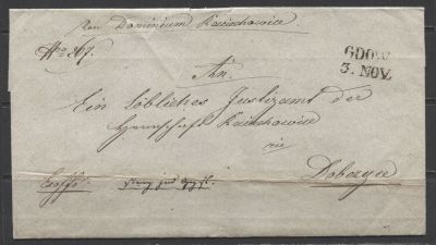 Польша домарочный конверт См. описание . GDOW 3.NOV - 1852 - DOBEZYCE (?) МЕСТНОЕ