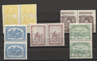 РСФСР 1923 (?) г. Туркестан Зубц 5 мар в парах MNH. ФАНТАСТИЧЕСКИЙ ВЫПУСК, 5 МАРОК В ПАРАХ