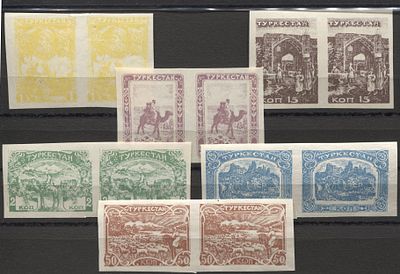 СССР 1923 (?) г. Туркестан БЗ 6 мар в парах MNH. ФАНТАСТИЧЕСКИЙ ВЫПУСК, БЕЗЗУБЦОВАЯ СЕРИЯ В 