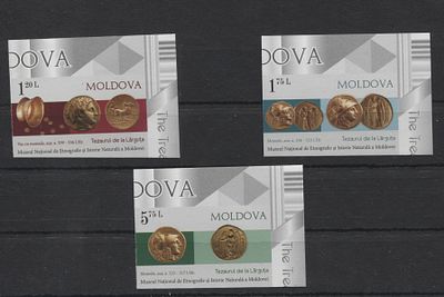 Молдавия 2018 г. Монеты Б/З Полн сер 3 мар MNH. MI 1048/50 - Б/З МАРКИ В MICHEL НЕ ОПИСАНЫ 