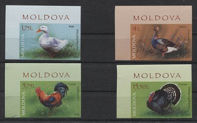 Молдавия 2018 г. Птицы Б/З Полн сер 4 мар MNH. MI 1057/60 - Б/З МАРКИ В MICHEL НЕ ОПИСАНЫ 
