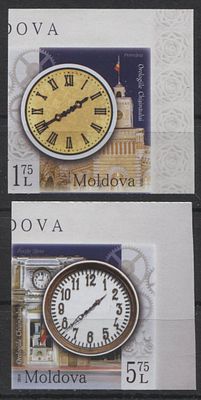 Молдавия 2018 г. Часы Б/З Полн сер 2 мар MNH. MI 1063/64 - Б/З МАРКИ В MICHEL НЕ ОПИСАНЫ 