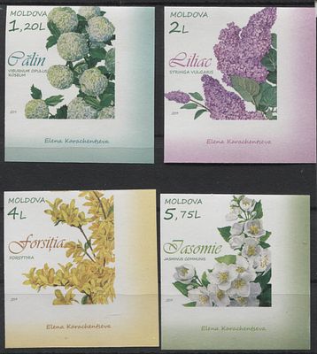 Молдавия 2019 г. Флора Б/З Полн сер 4 мар MNH. MI 1088/91 - Б/З МАРКИ В MICHEL НЕ ОПИСАНЫ 