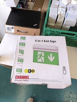 Channel Safety Systems '5-in-1' LED Emergency Exit Sign. A new, boxed '5-in-1 Exit Sign' 