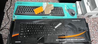 A Group of Three Logitech MK120 and Combrite KM230U USB Keyboard and Mouse Combos. A group of 
