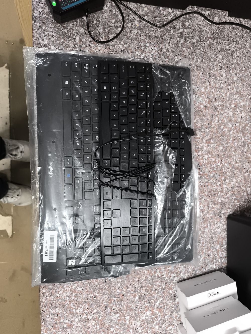 Three Logitech Wired USB Keyboards, European QWERTY Layout, New in Packaging. A group of three 